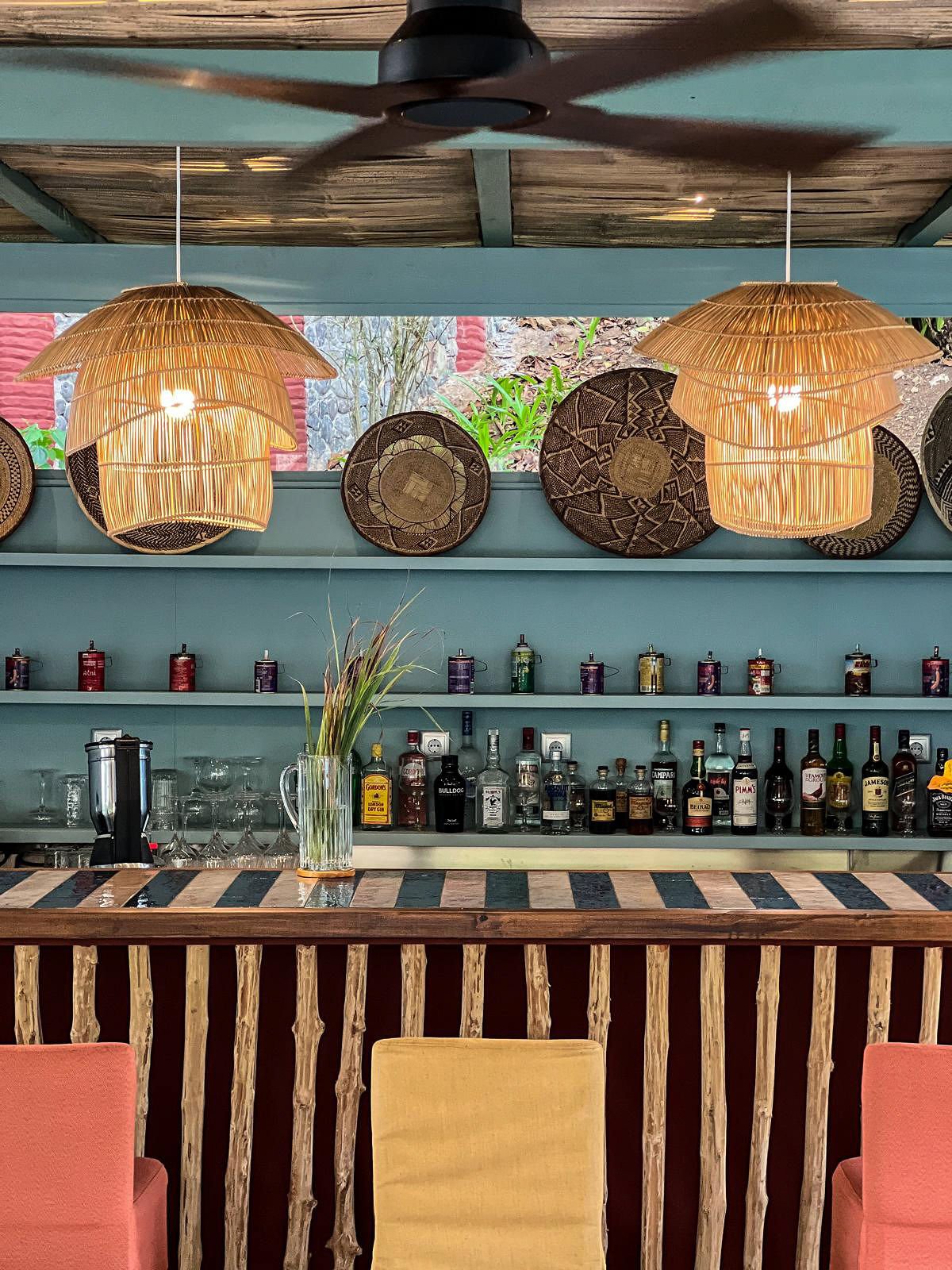 The bar at Bom Bom serving drinks to guests in the evening