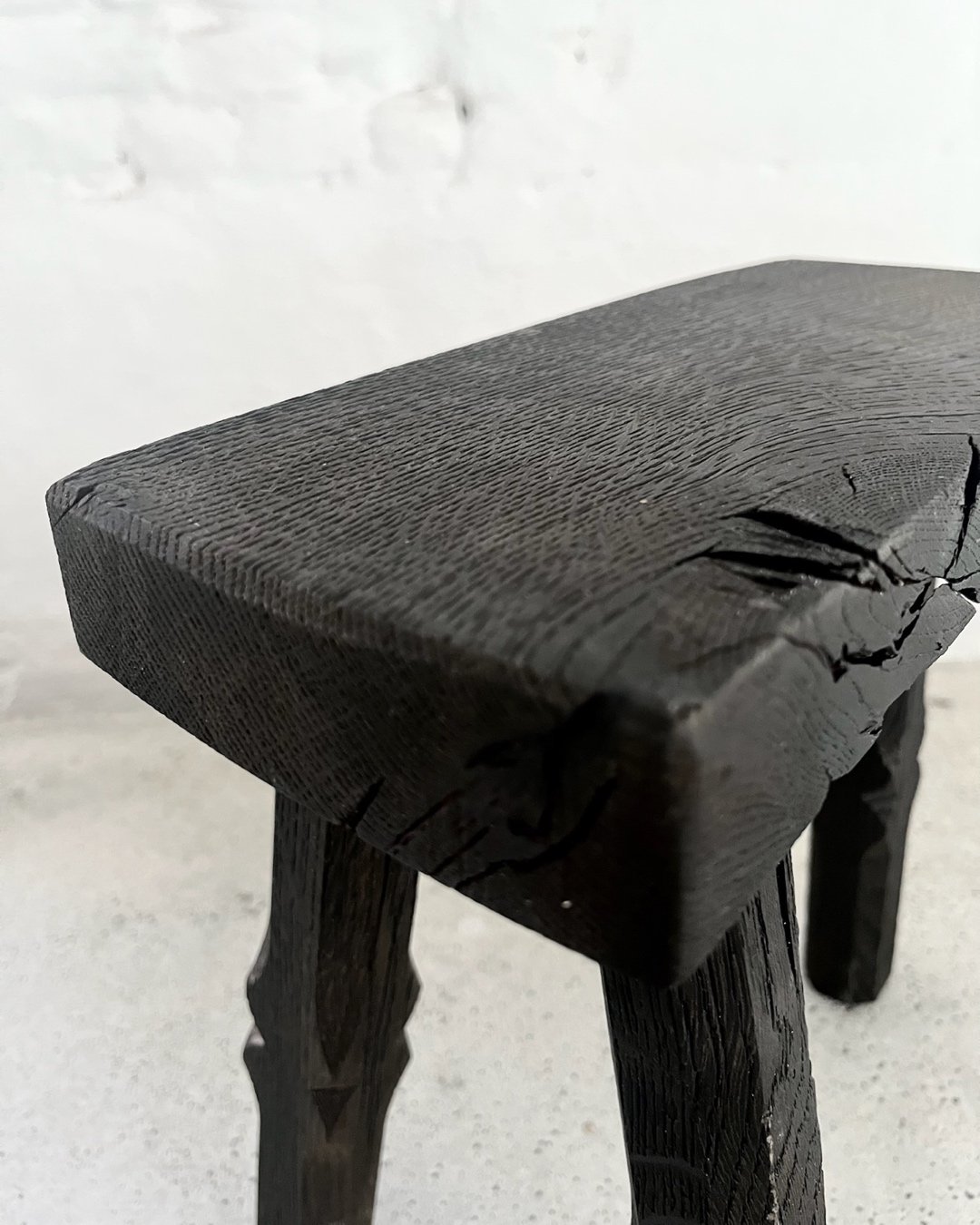 Tripod Blackened Oak Stool from the Black Vintage Collection