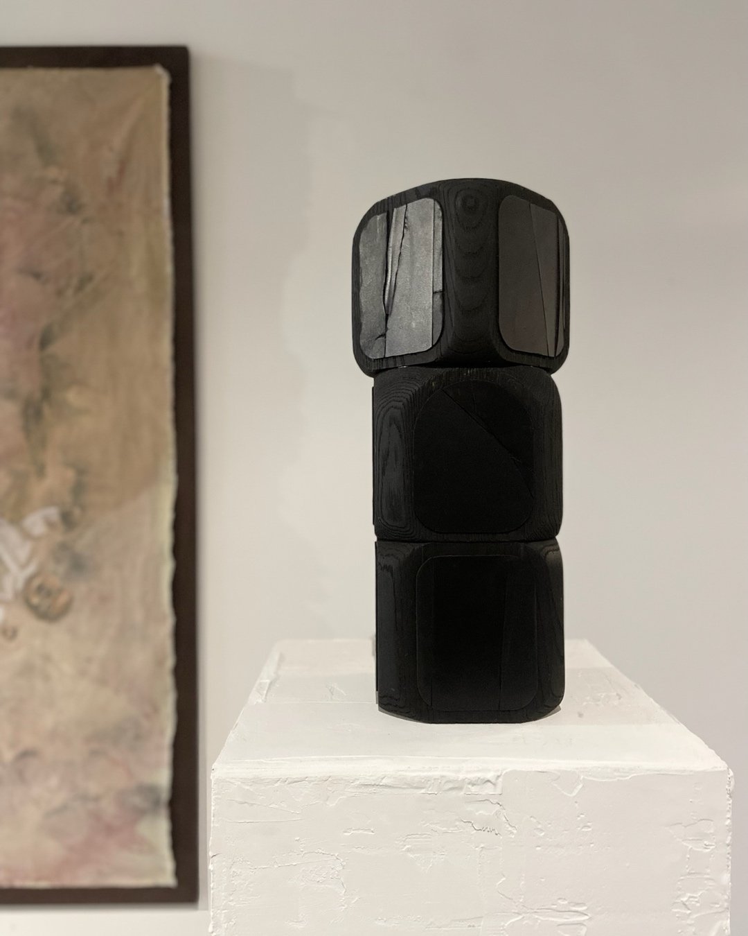 Blackened Oak & Leather Sculpture