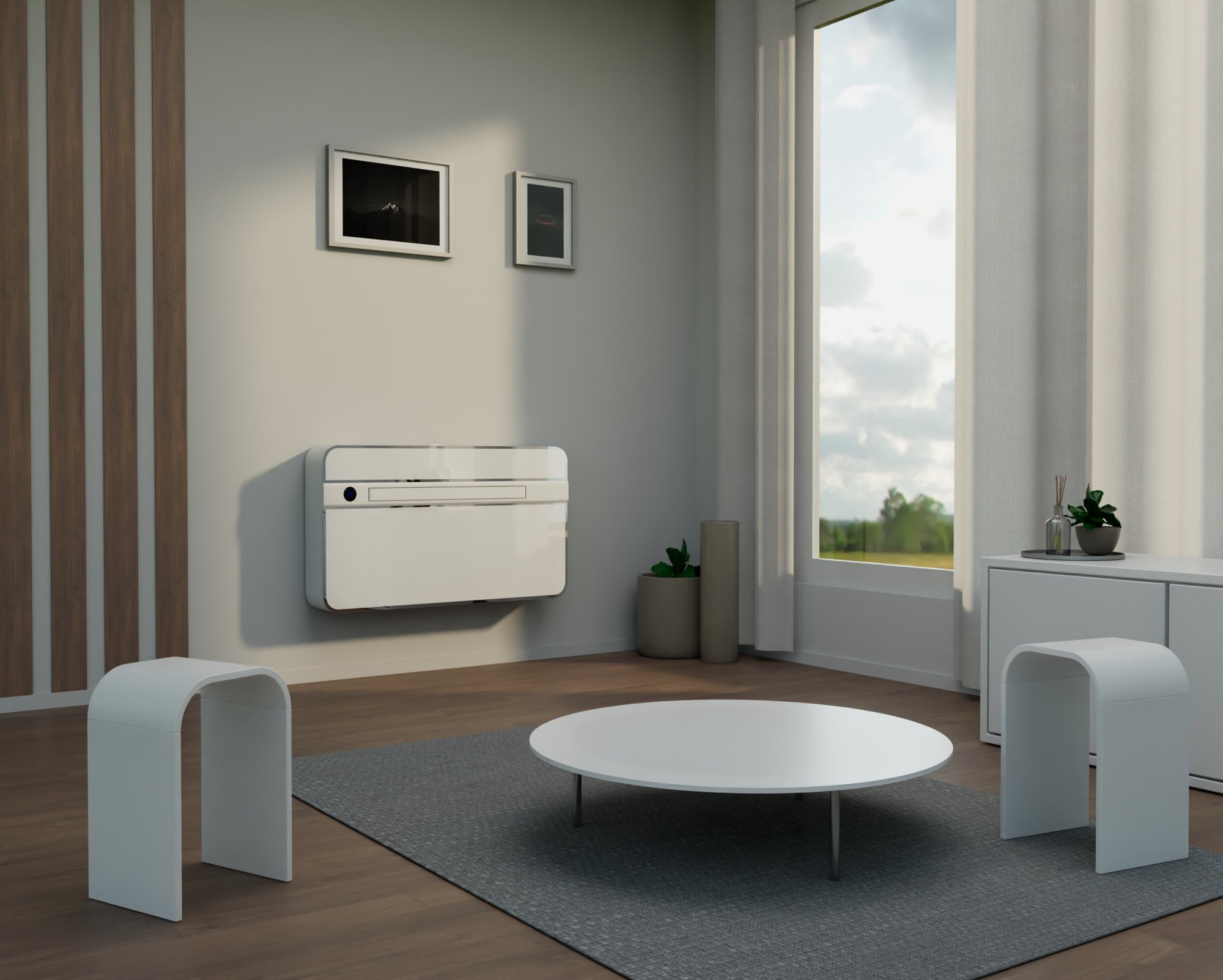 Klimatizace ZYMBO bez venkovní jednotky v obývacím pokoji