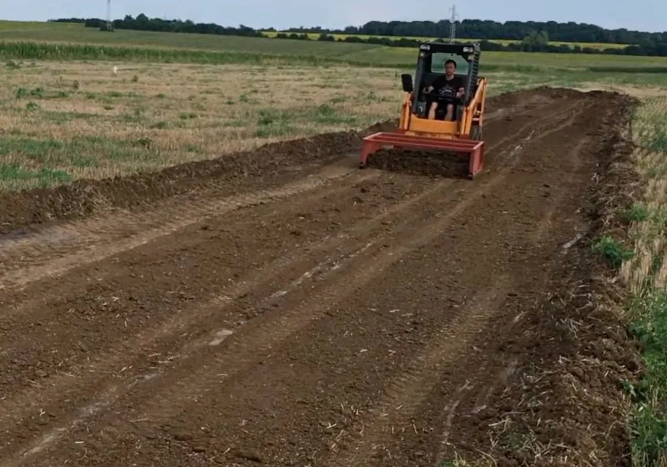 Kveton Acres — grading the easement road