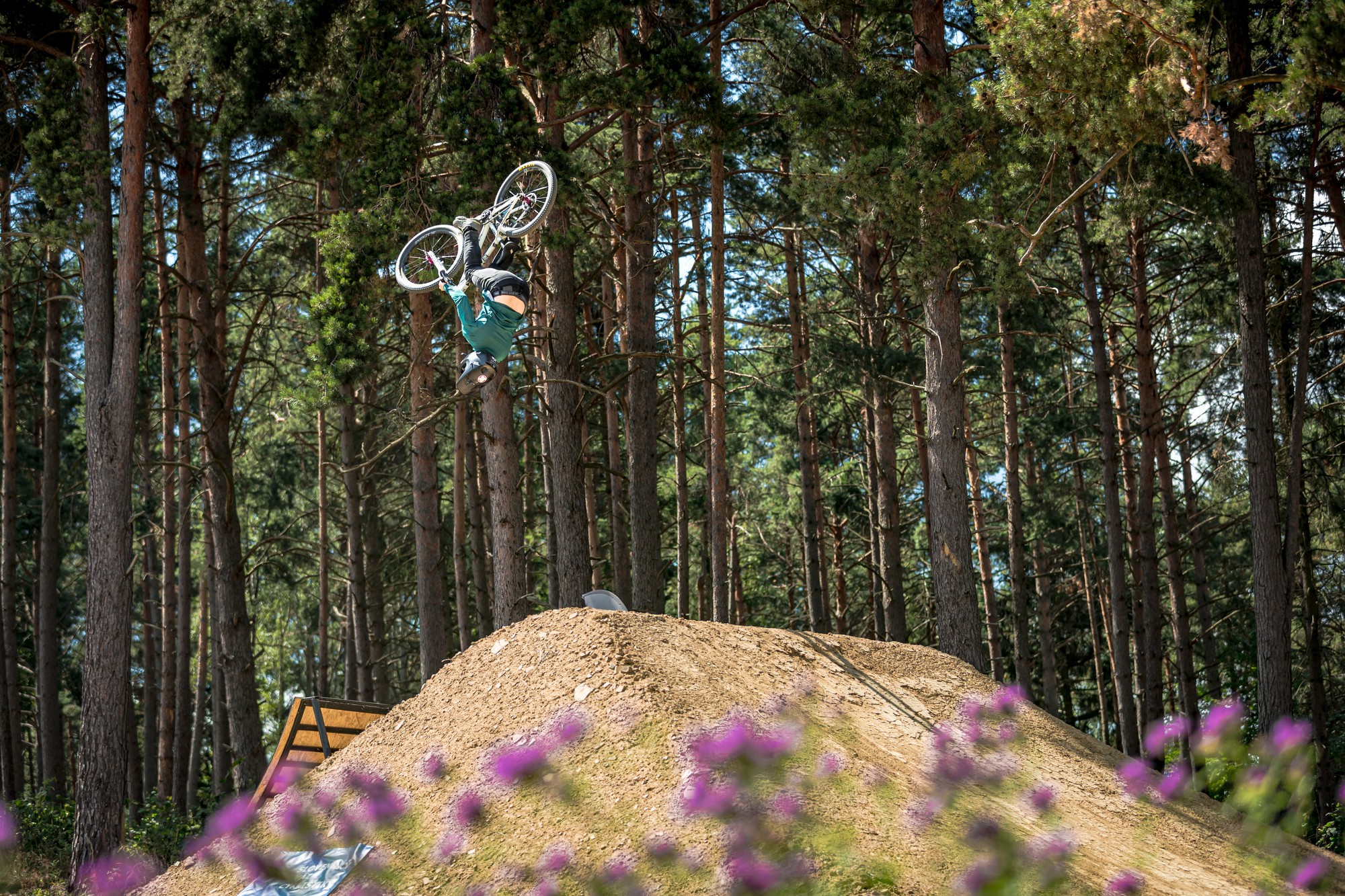 Backflip s divokými kvetmi v popredí – Dirt Madness Žehra