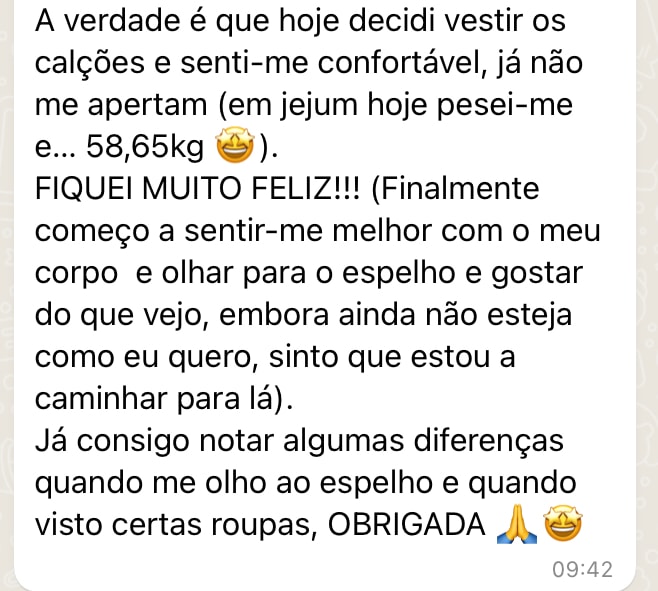 Feedback cliente — sente-se melhor