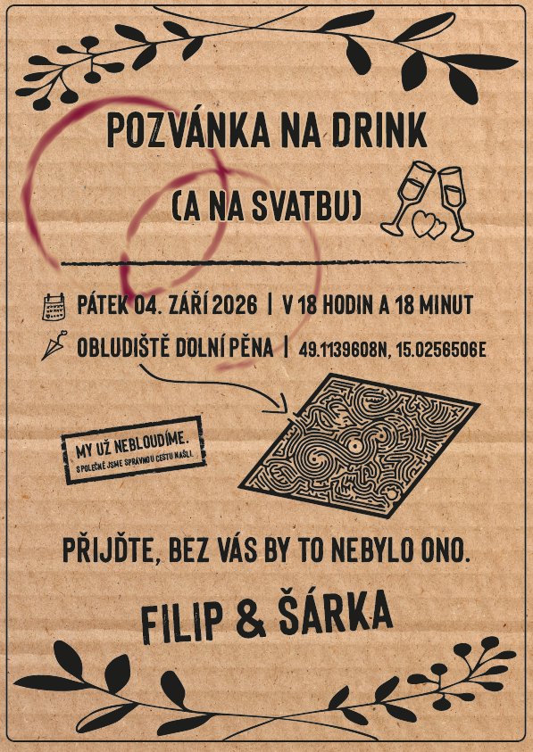 Pozvánka na svatbu Filipa a Šárky