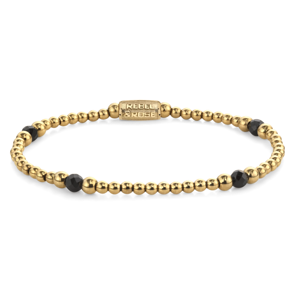 Beads - Touch of Black Glam Rocks armband – Zwart, Goud