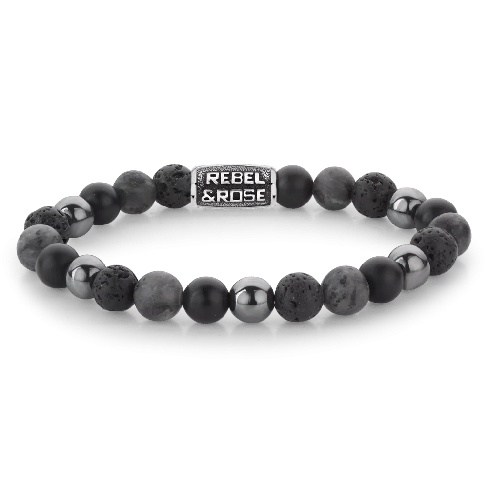Beads - Grey Rocks Vintage armband – Grijs, Zwart