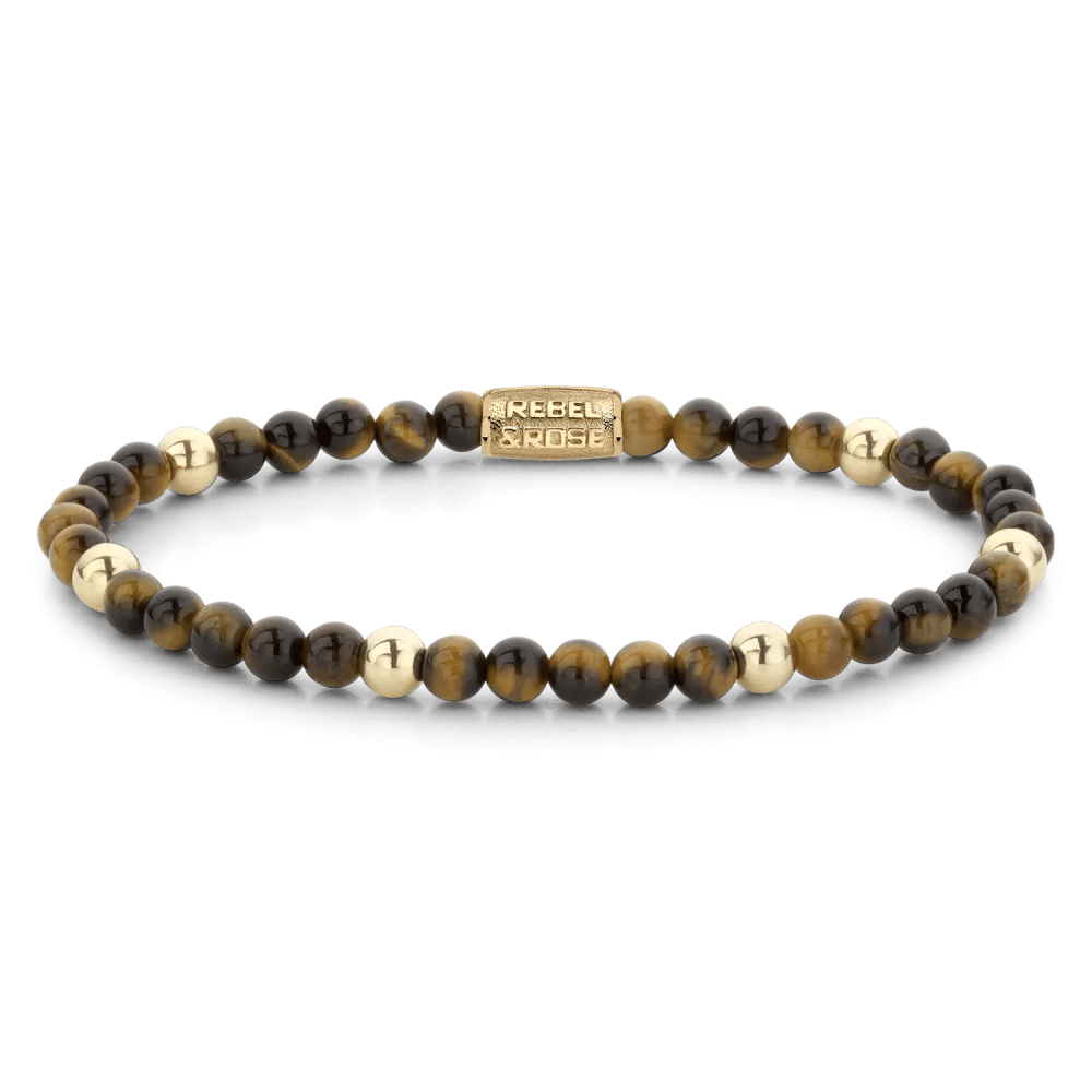 Beads - Tiger Lily gold-coloured armband – Bruin, Goud