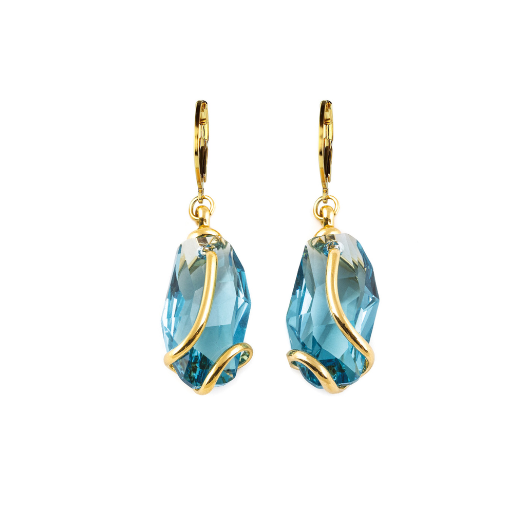 Big Meteor Turquoise oorbellen – Goudkleurig, Turquoise