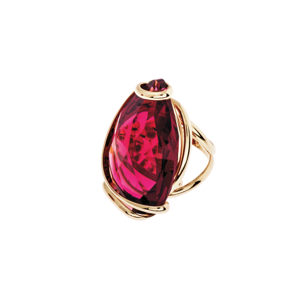 Big Drop Bordeaux ring – Goudkleurig, Bordeaux