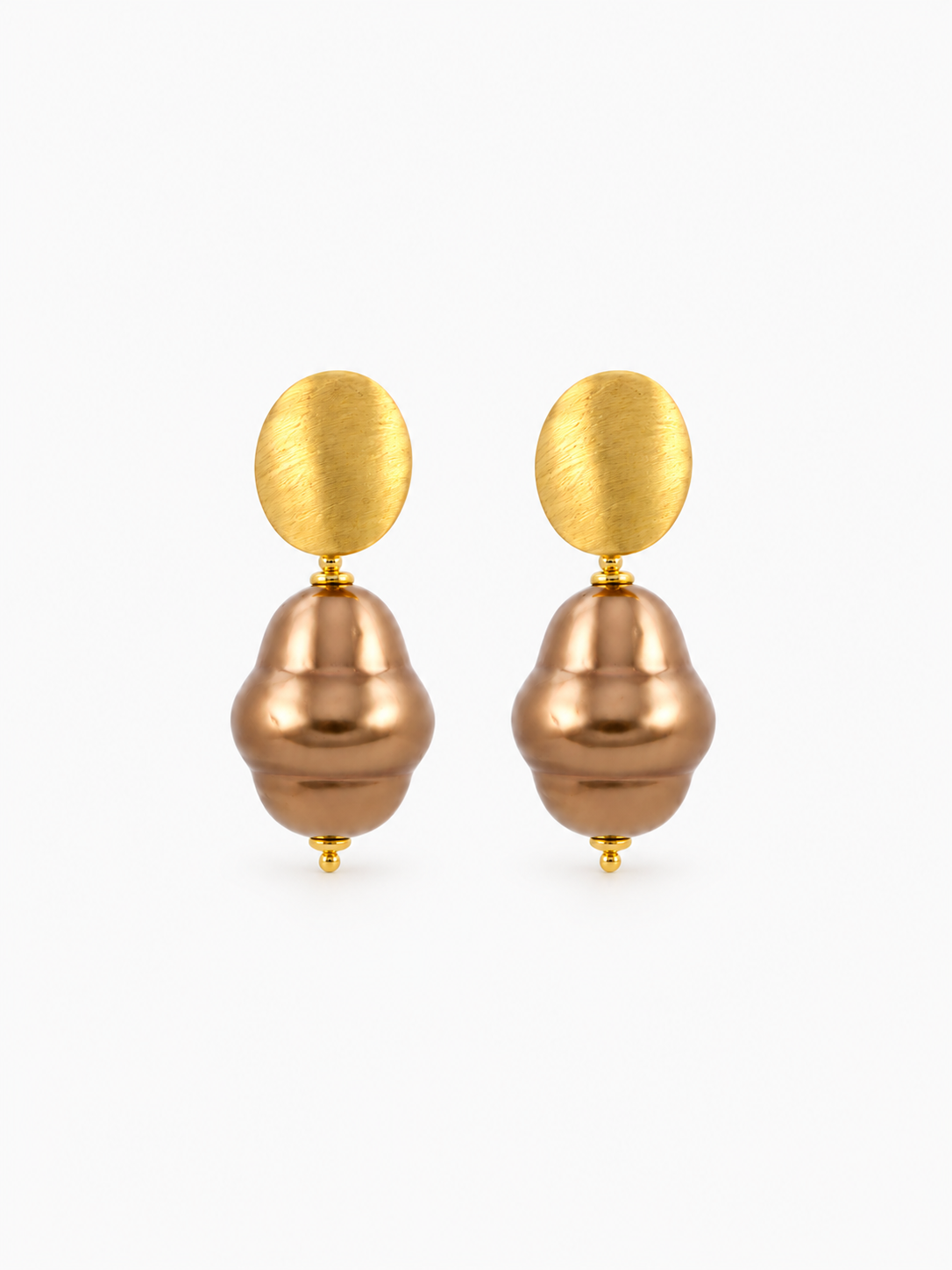 Tara Mother Earth parel oorbellen – Metallic bruin