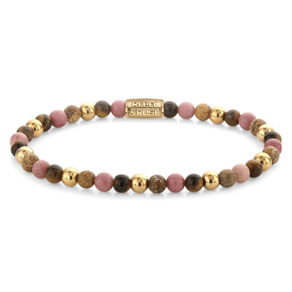 Beads - Winter Glow gold-coloured armband – Bruin, Mix, Paars, Goud
