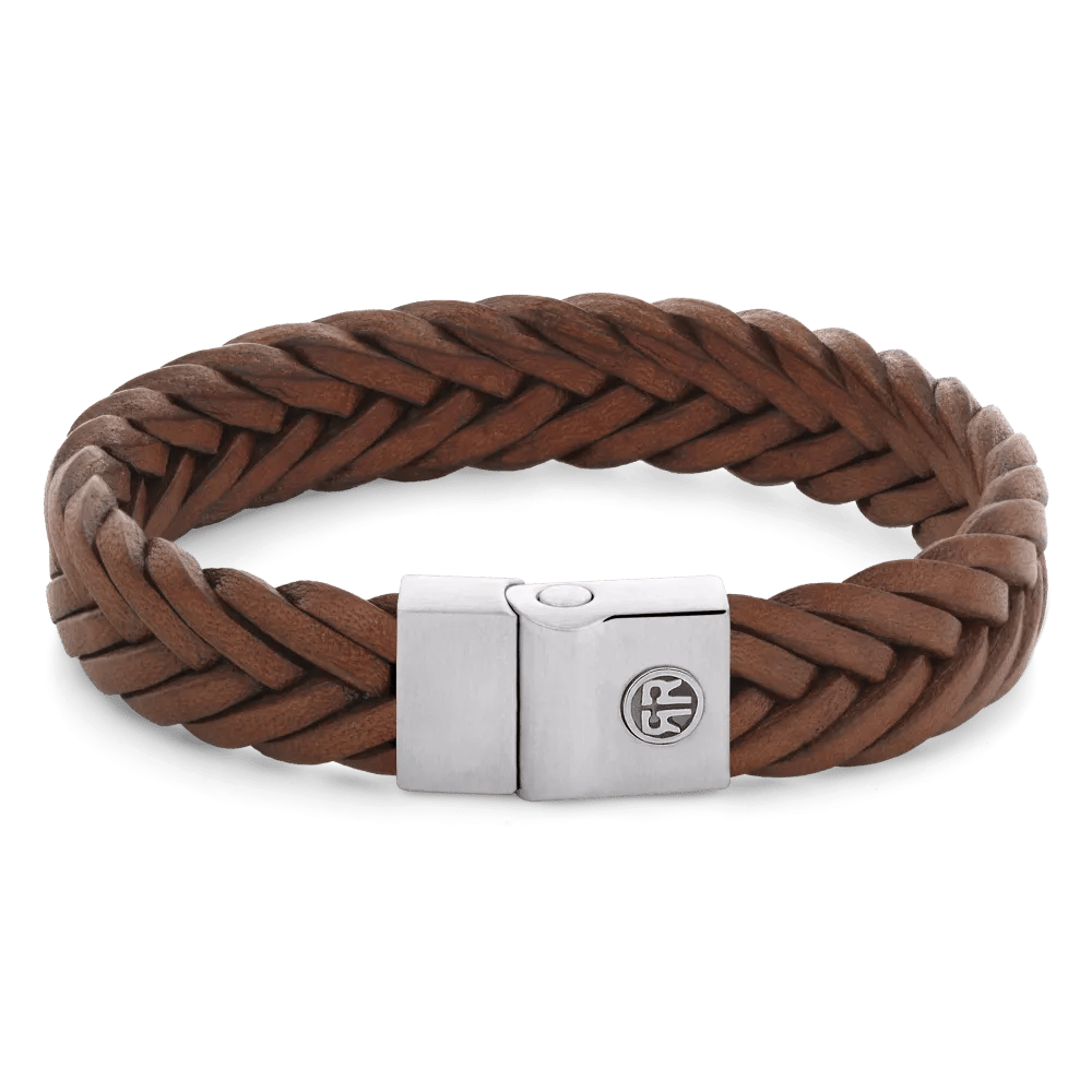 Full Metal Premium Braided 12mm Cognac armband – Bruin