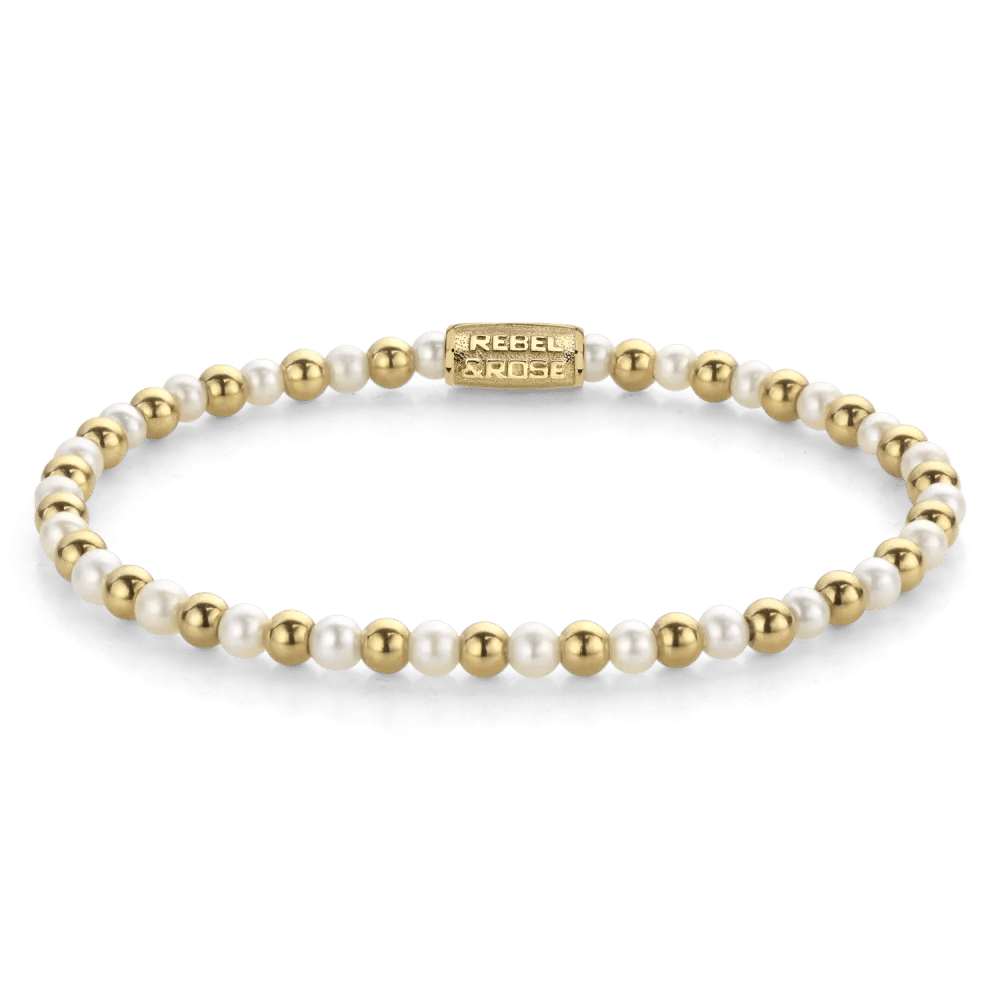 Beads - Mix Pearl Gem armband – Wit, Goud