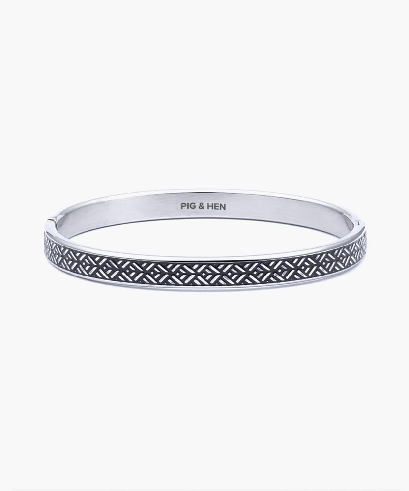 Navarch 9mm armband – Striato Silver