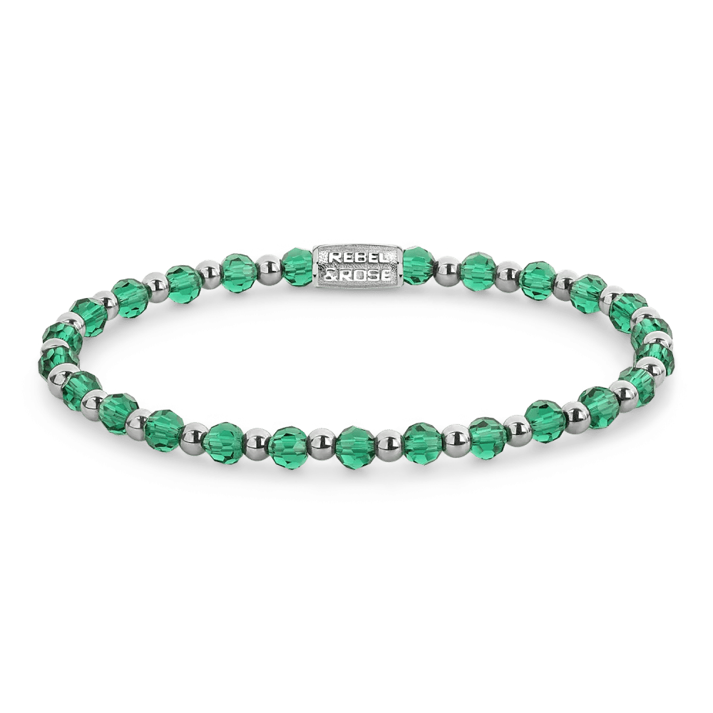 Beads - Mix Green Morning Glam Rocks silver-coloured armband – Zilver, Groen