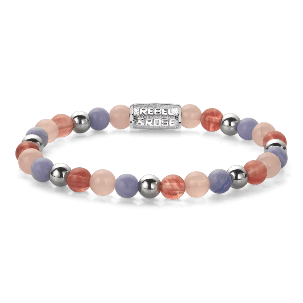 Beads - Pink Summer Vibes silver-coloured armband – Blauw, Mix, Roze