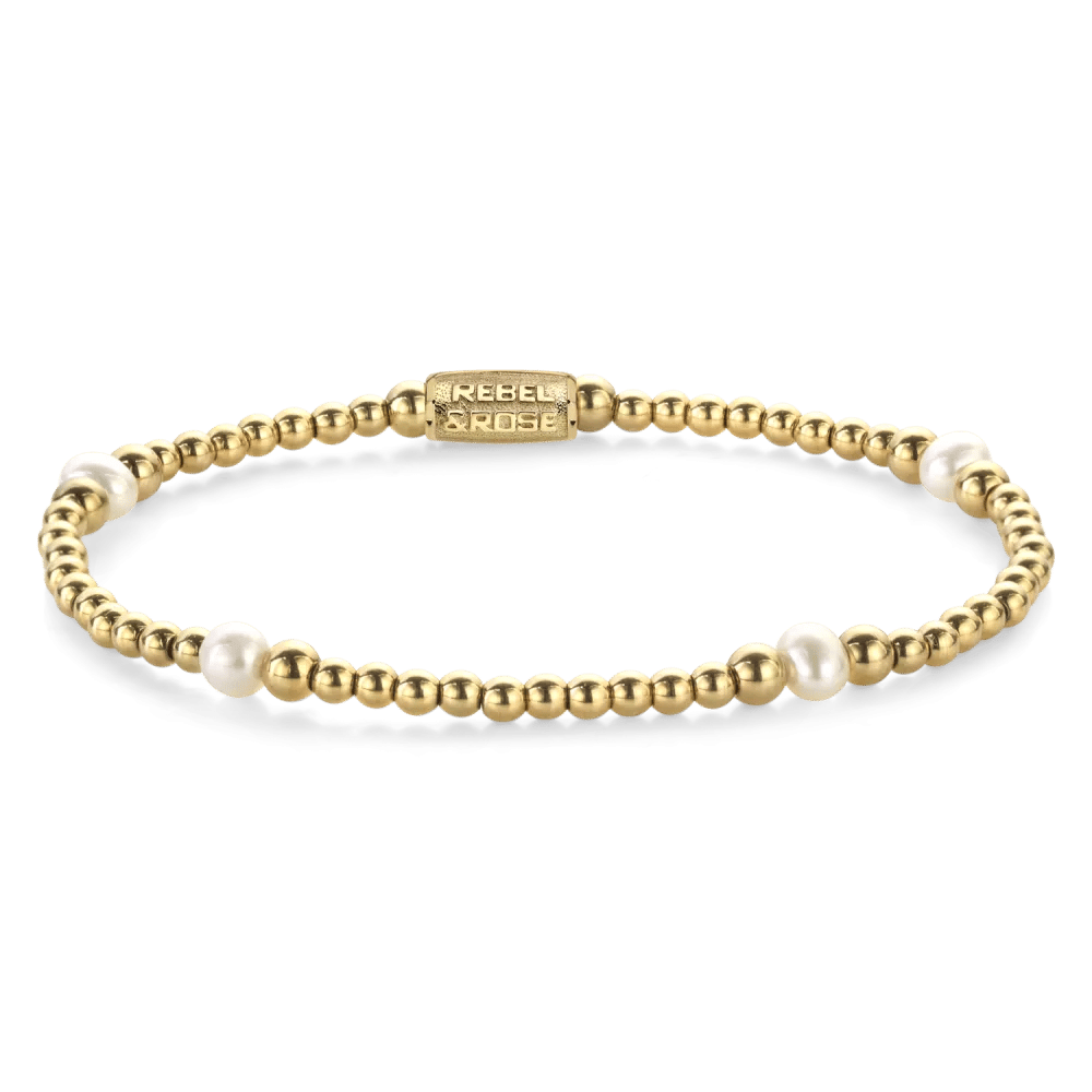 Beads - Touch of Pearl Gem armband – Wit, Goud