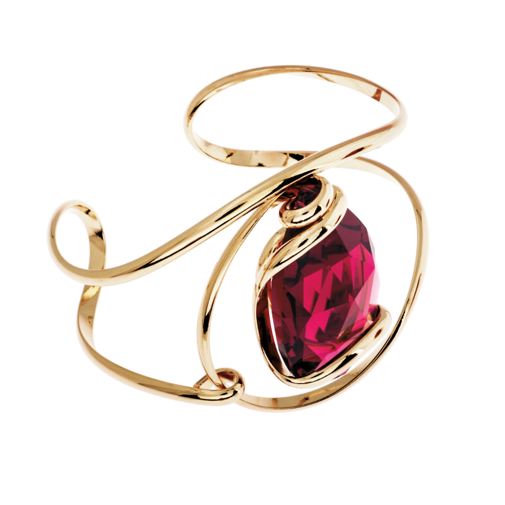 Big Drop Bordeaux armband – Goudkleurig, Bordeaux
