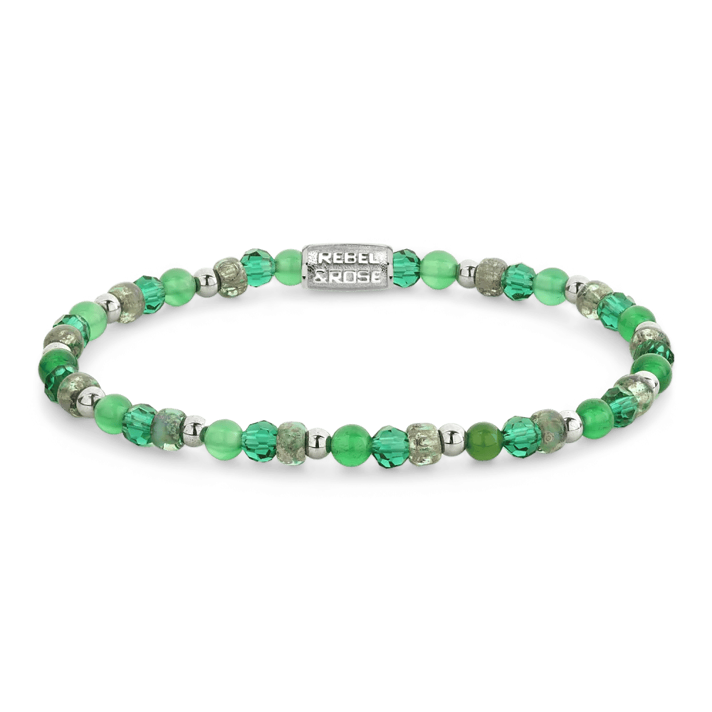 Beads - Green Morning Glam Rocks silver-coloured armband – Groen, Zilver, Mix