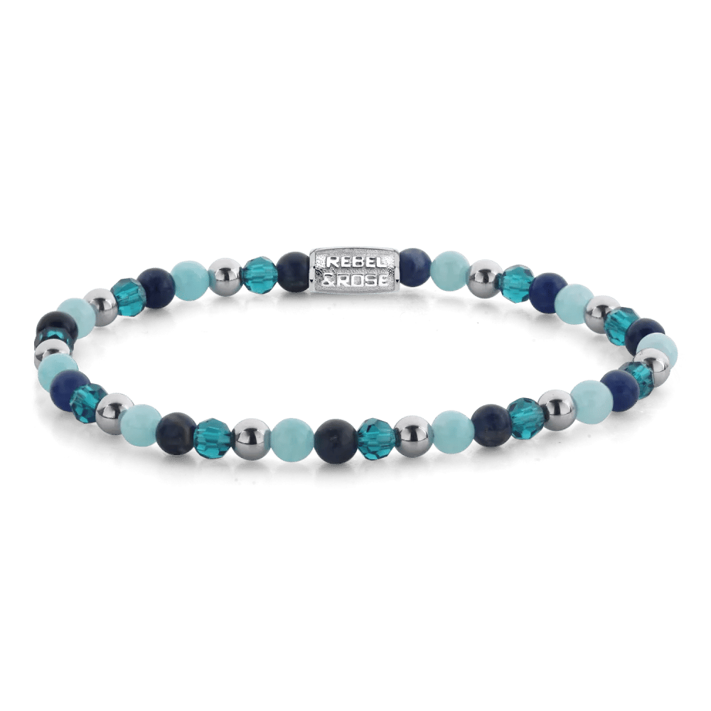 Beads - Blue Summer Glam Rocks armband – Mix, Zilver, Blauw