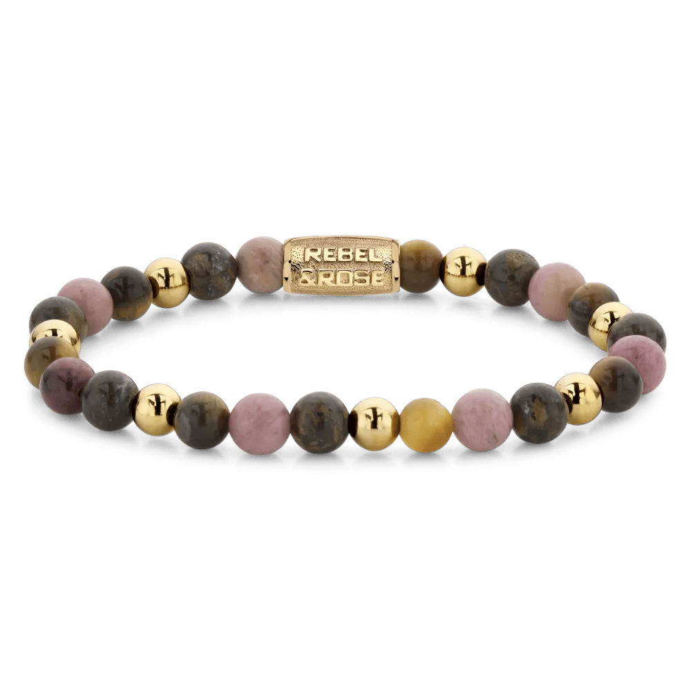 Beads - Winter Glow gold-coloured armband (60060) – Bruin, Mix, Paars, Goud