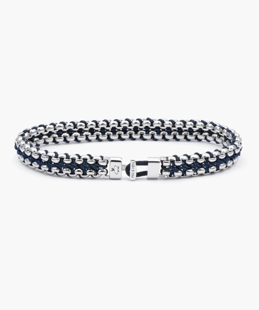 Catena Venetian 7mm armband – Navy Silver