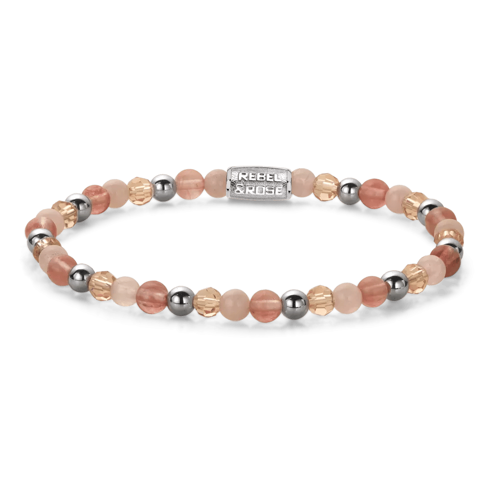 Beads - Roses and Cherry Glam Rocks silver-coloured armband – Roze