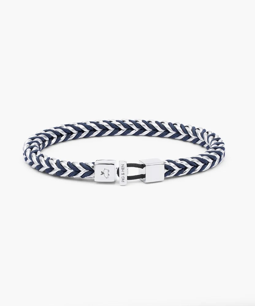 Catena Foxtail armband – Navy Silver