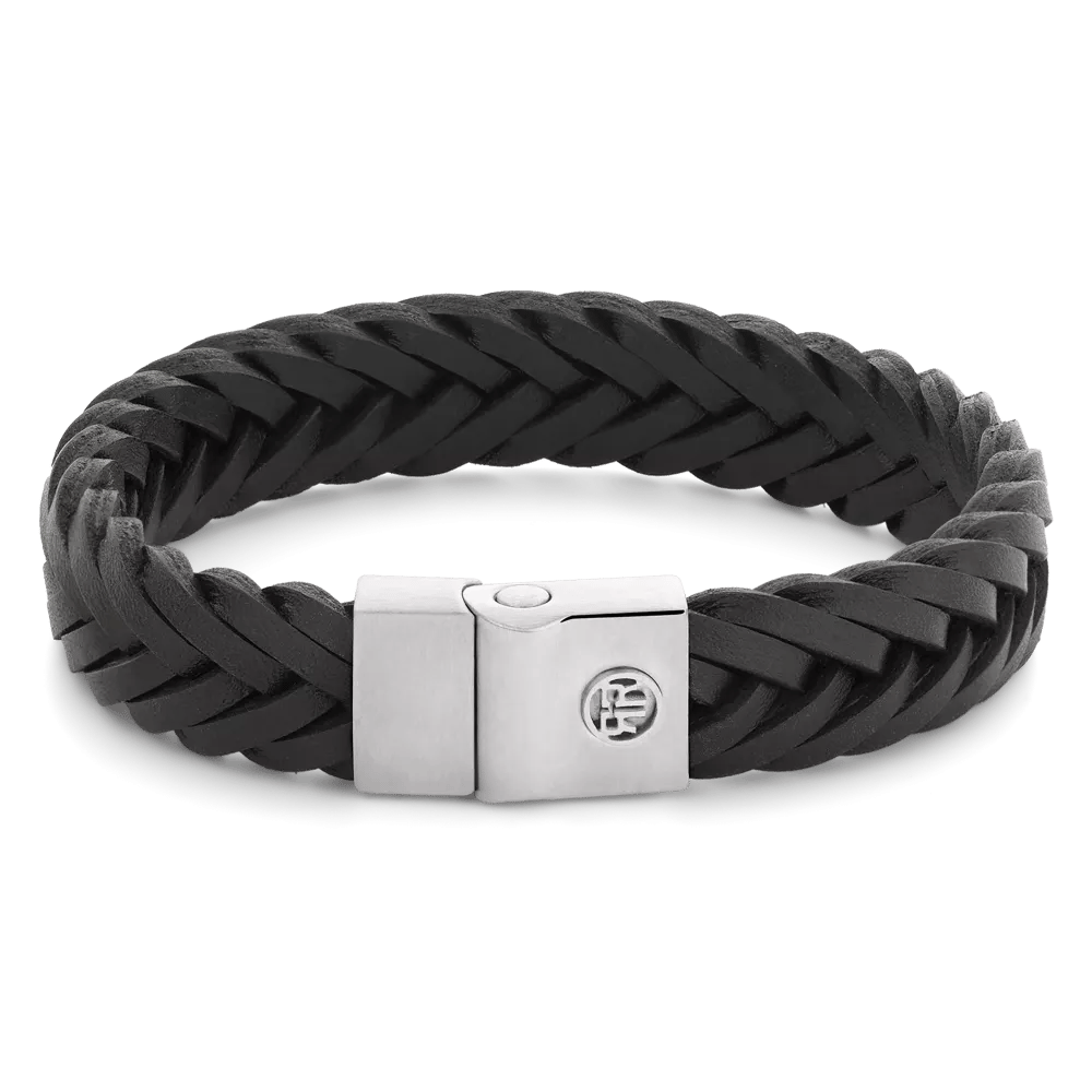 Full Metal Premium Braided 12mm Black armband – Zwart
