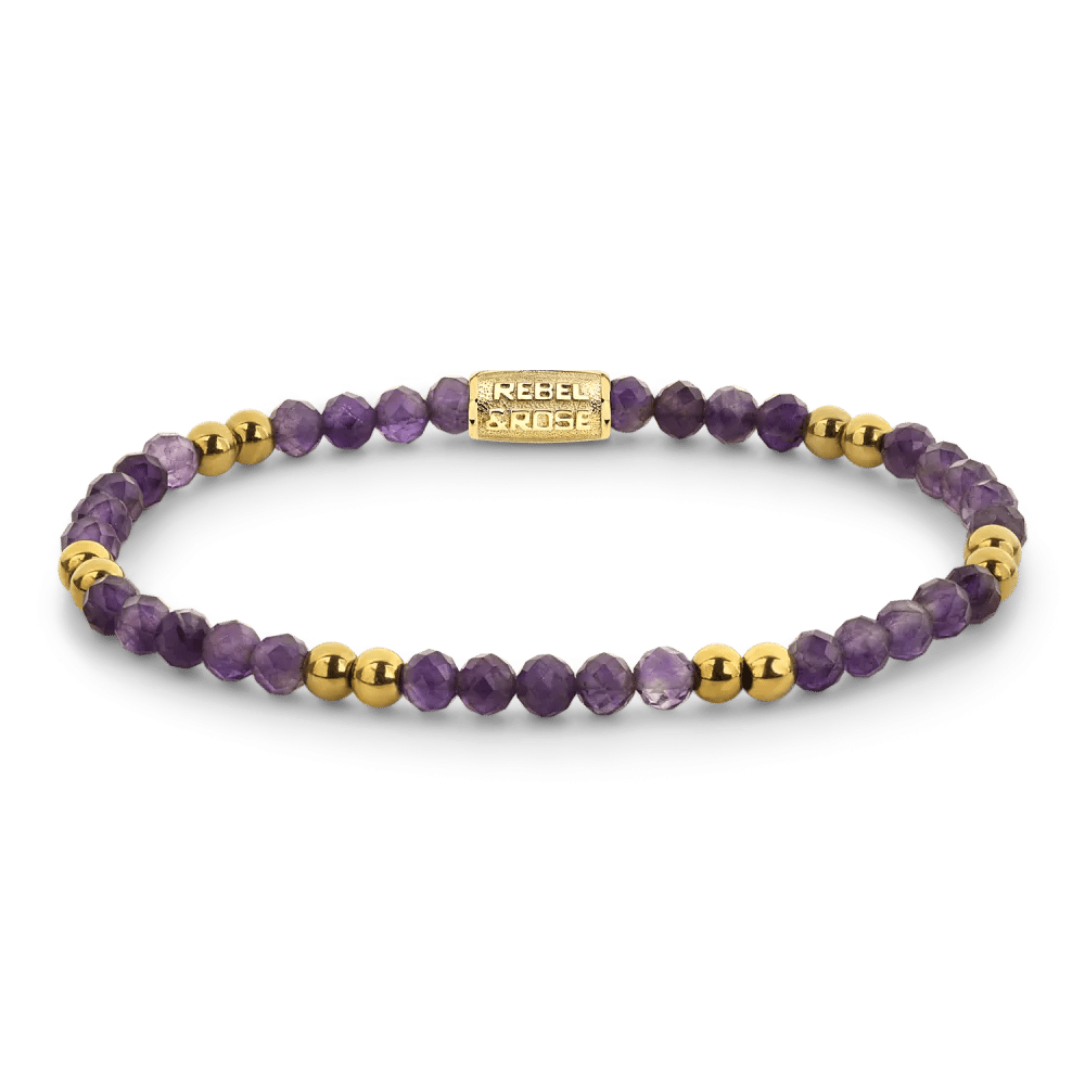 Beads - Purple & gold-coloured Glam Rocks armband – Paars, Goud