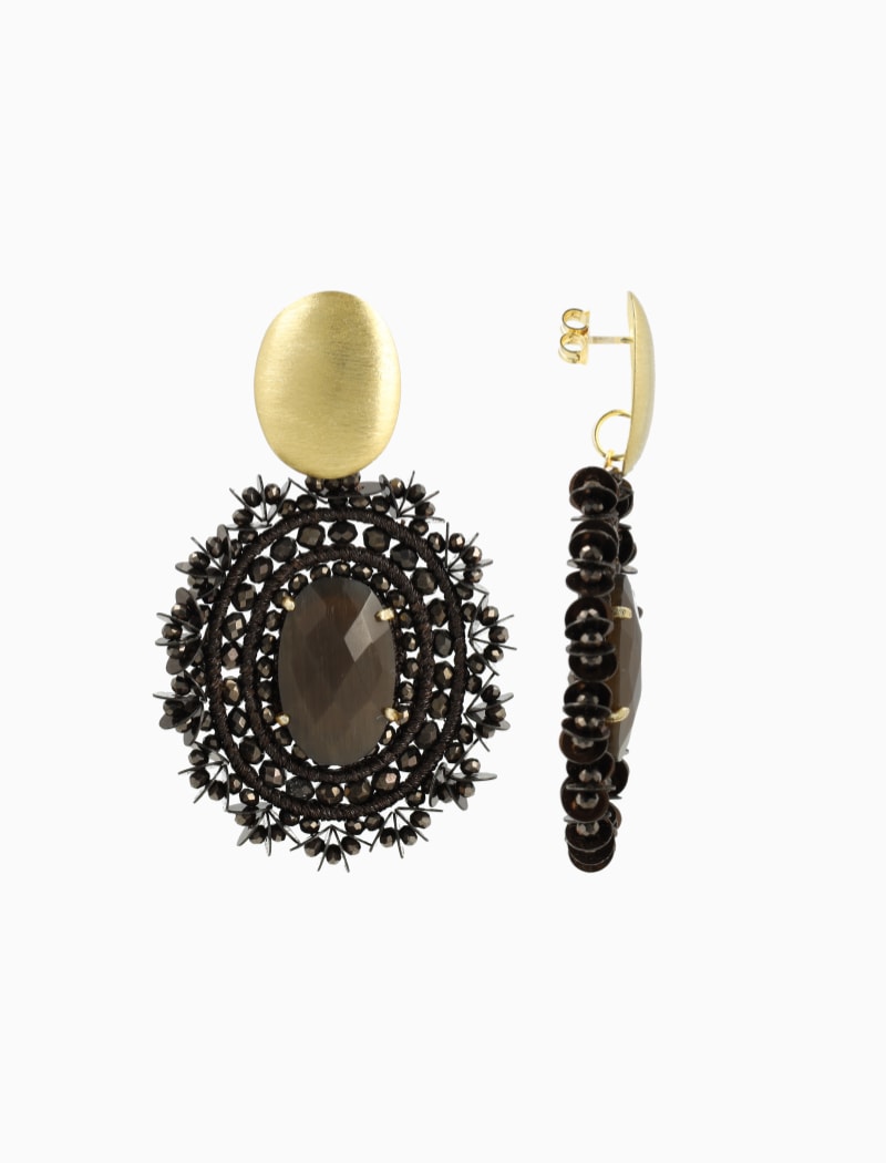 Venna oorbellen – Metallic bruin