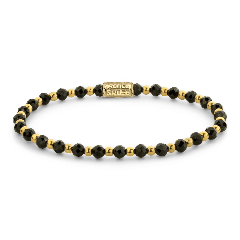 Beads - Mix Black Glam Rocks gold-coloured armband – Zwart, Goud