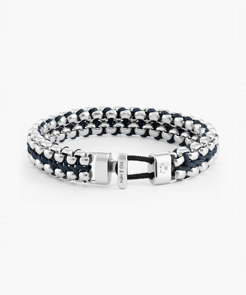 Catena Venetian DBL armband – Navy Silver
