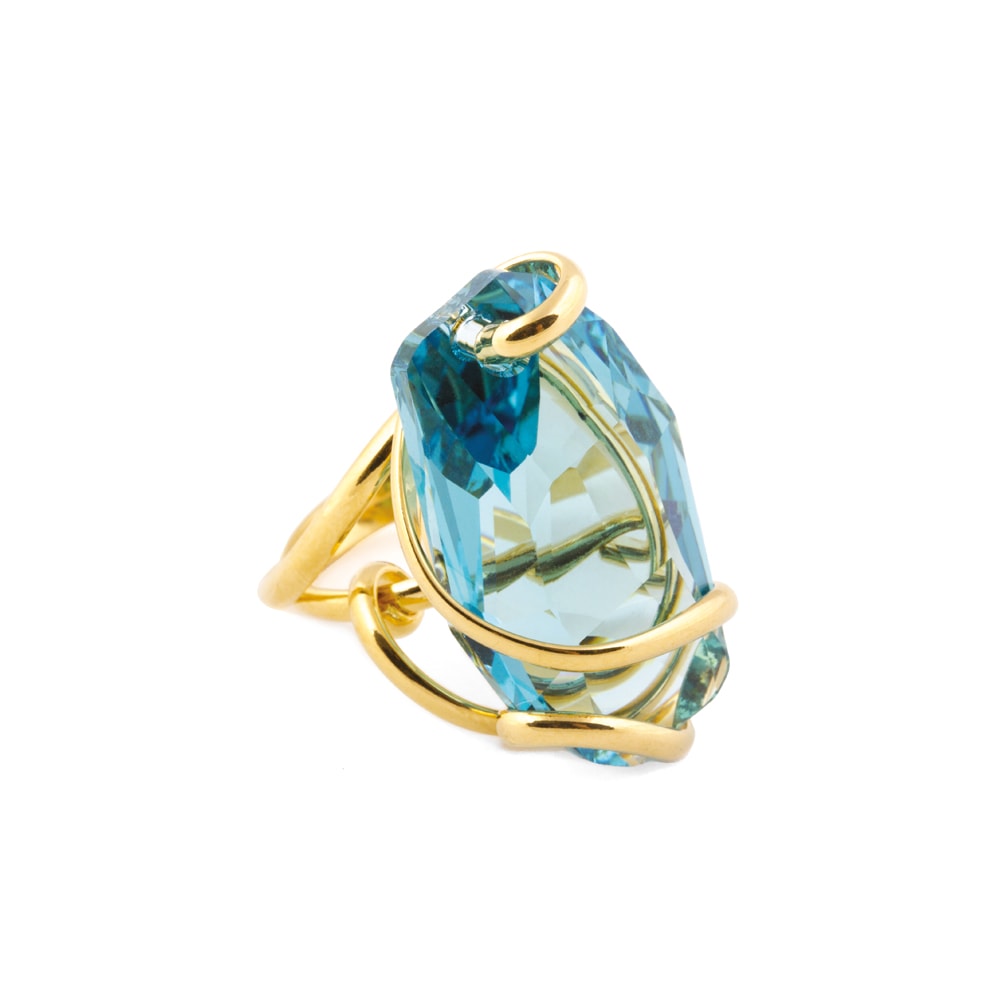 Big Meteor Turquoise ring – Goudkleurig, Turquoise