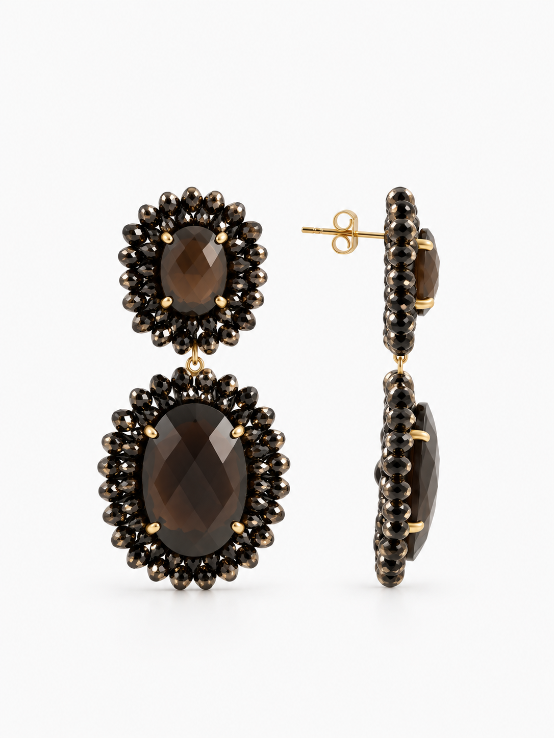 Myron oorbellen – Metallic bruin