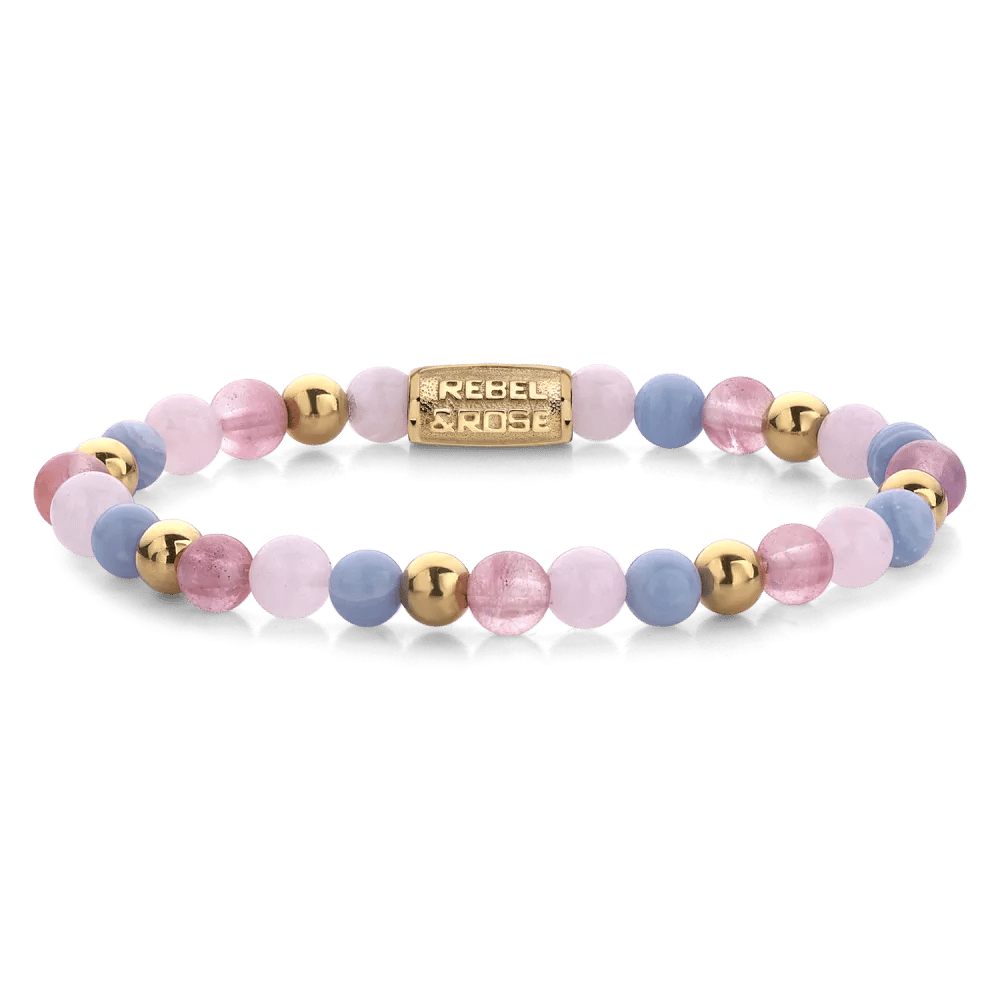 Beads - Pink Summer Vibes gold-coloured armband (60055) – Blauw, Mix, Roze, Goud