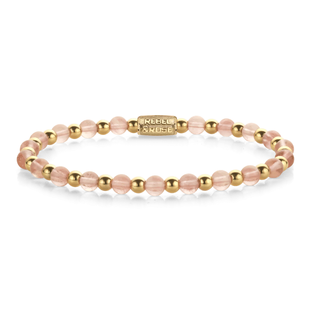 Beads - Cherry Rose Duet gold-coloured armband – Roze