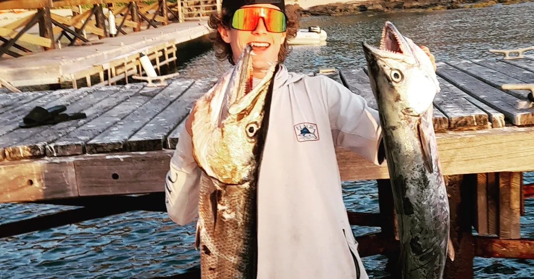 Double wahoo haul at the dock