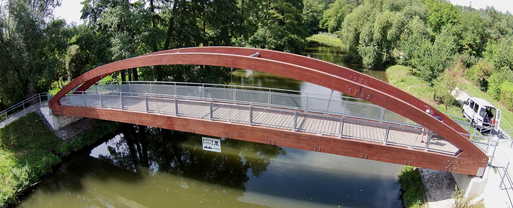 Dřevěný most - letecký pohled