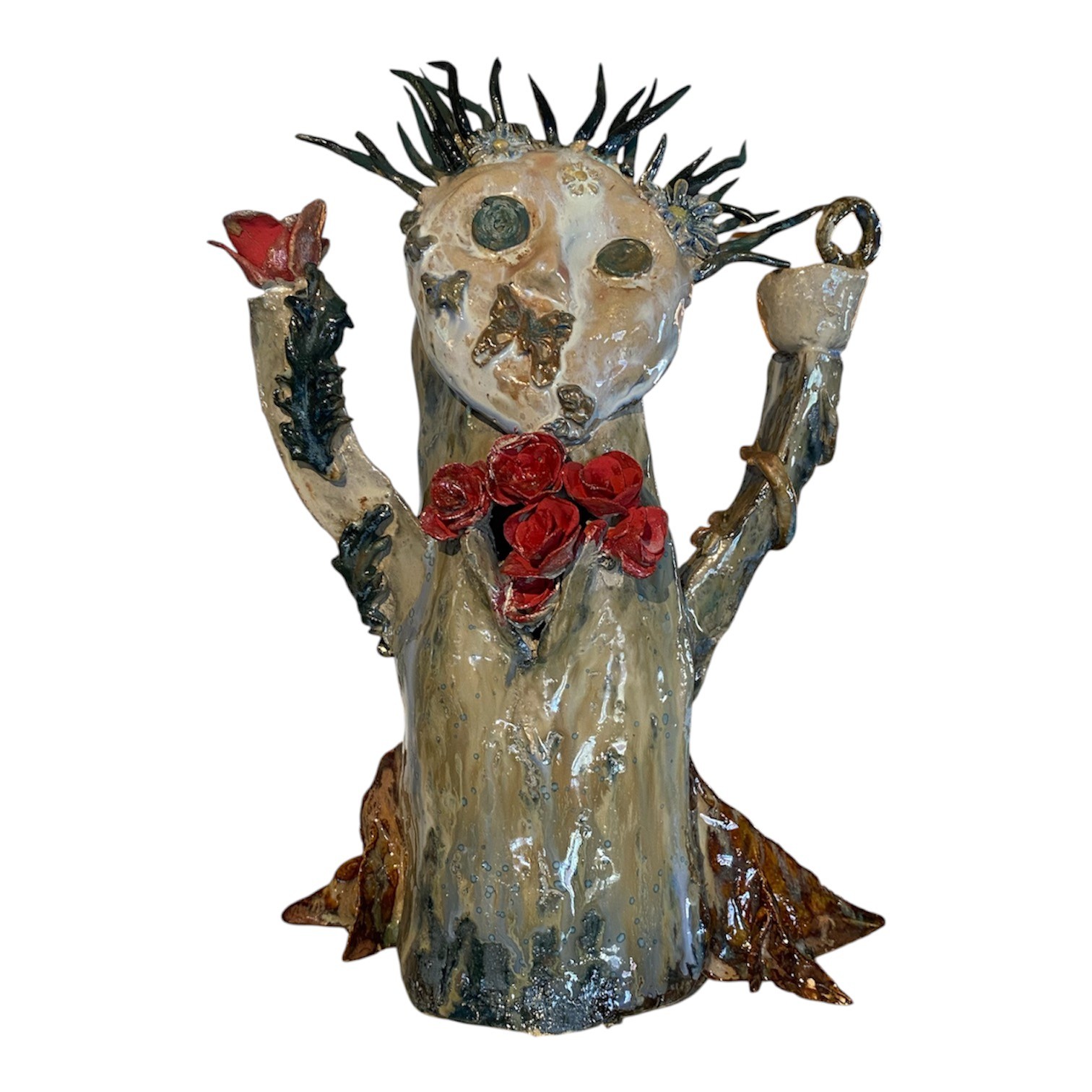 Anette Fuks. Skulptur keramik 'Maskefald' H: 29 B: 21