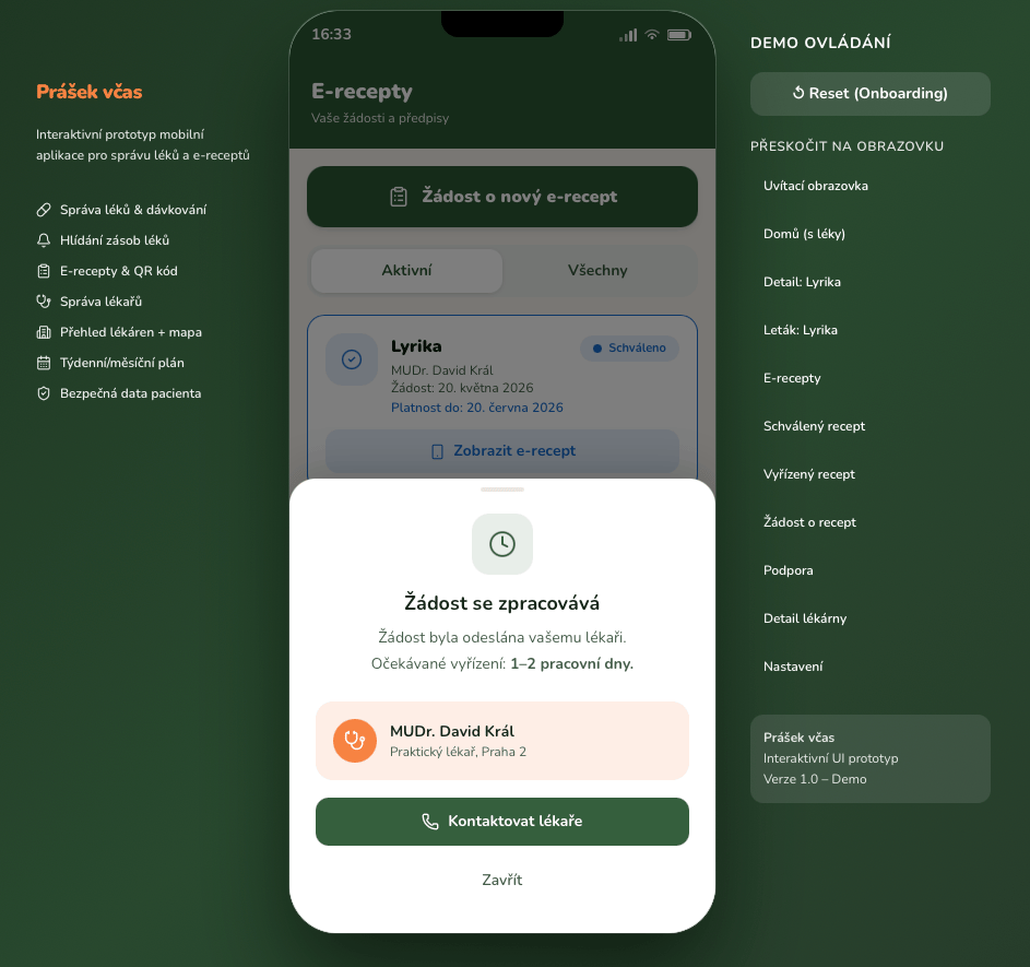 E-recepty — žádost vyřizována