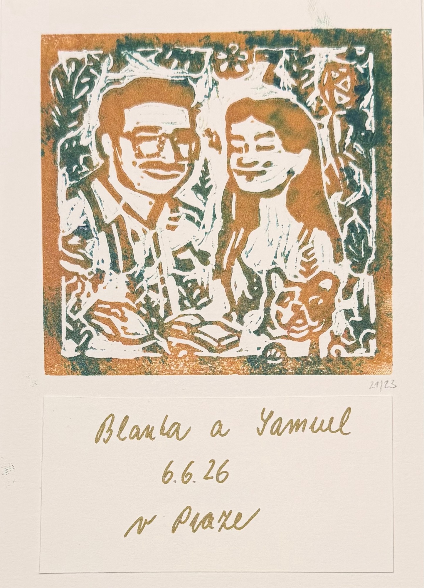Linoryt Blanka & Samuel — jantarová & teal 21/23