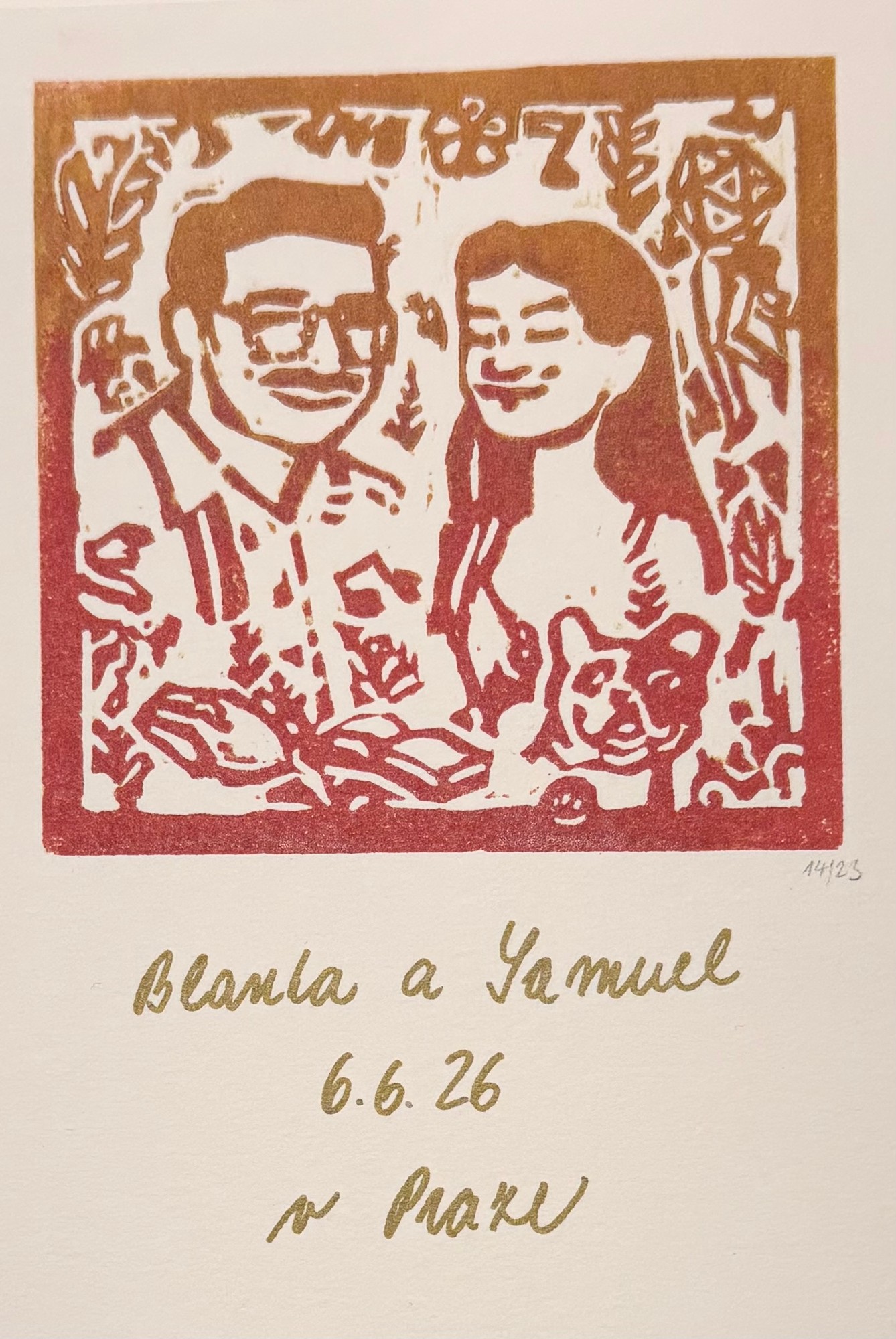 Linoryt Blanka & Samuel — červená & zlatá 14/23