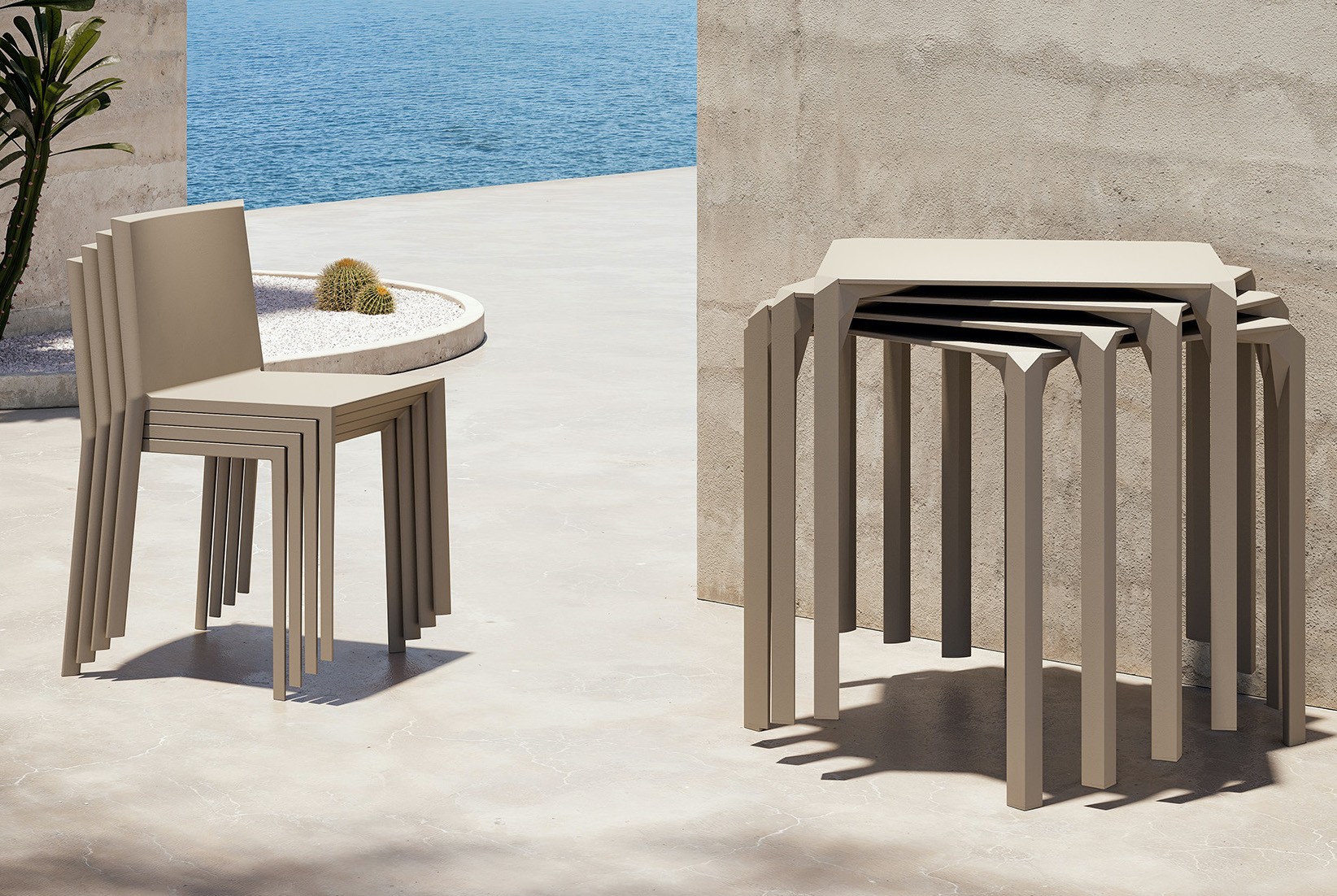 VONDOM Quartz-tuoli pystysuorin linjoin ja kolmiomaisin profiilein