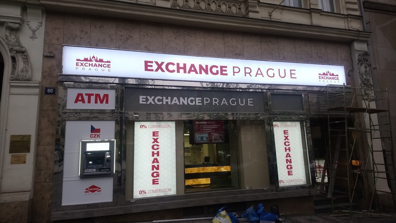 Světelná reklama Exchange Prague