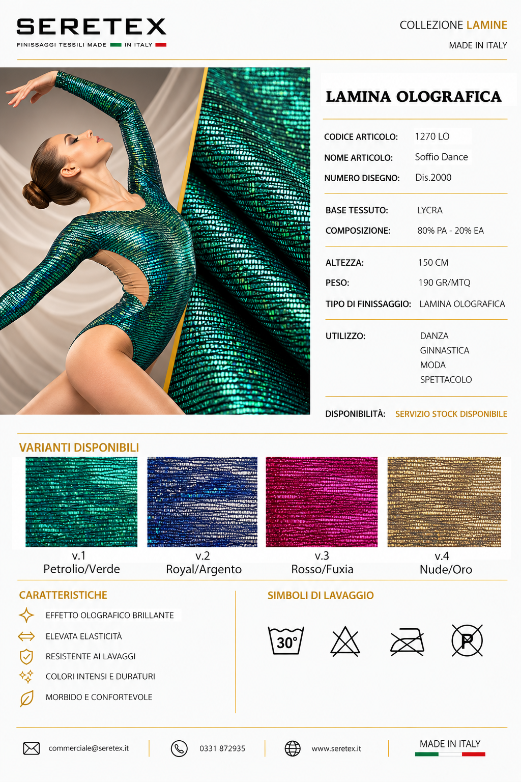 Cartella colori Tessuti laminati - Catalogo Lamine Olografiche