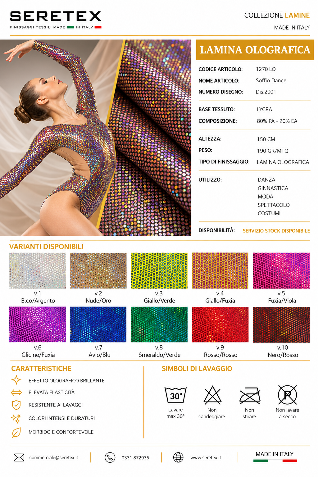 Cartella colori Tessuti laminati - Catalogo Lamina Olografica Made in Italy