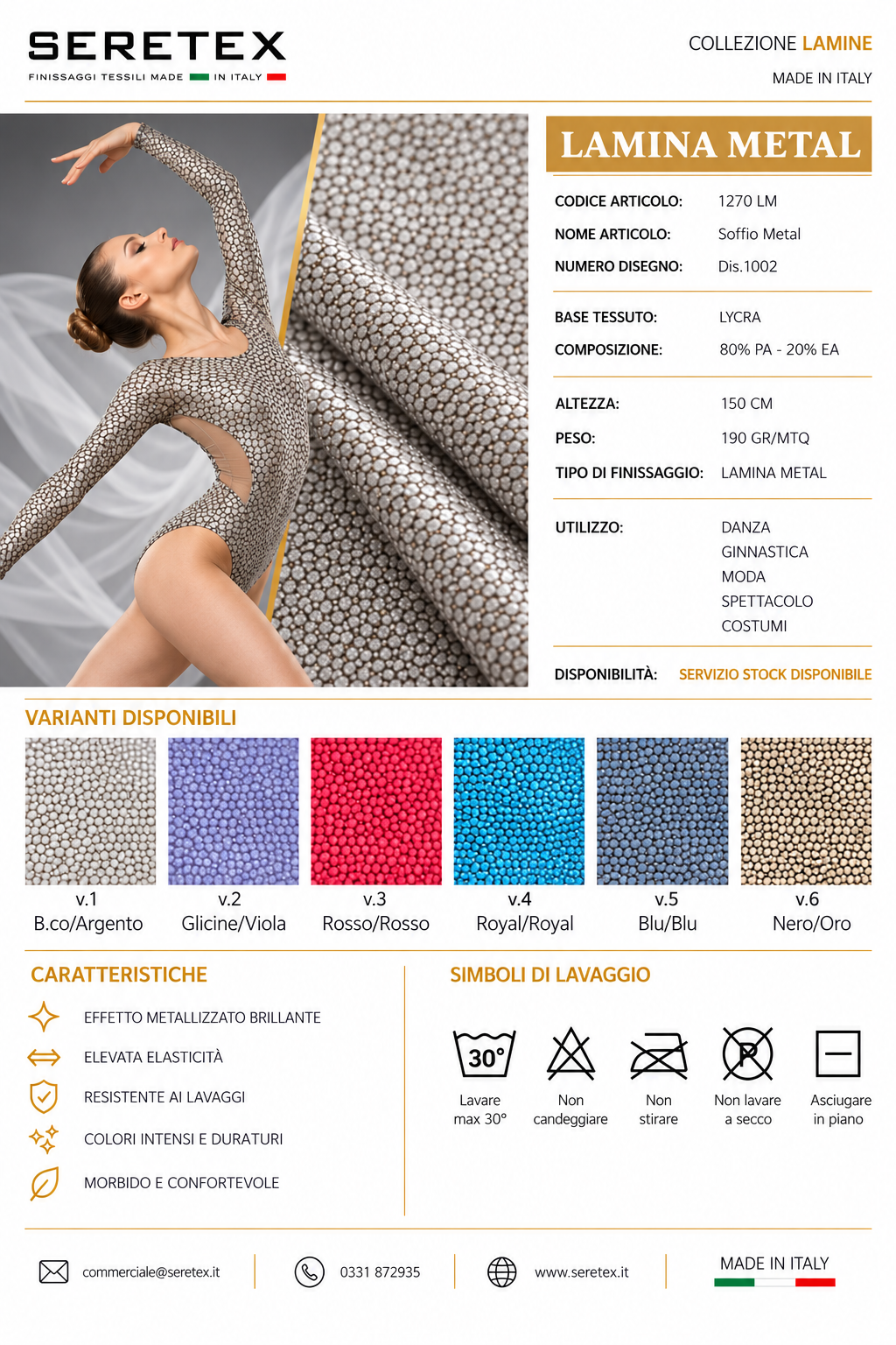 Cartella colori Tessuti laminati - Catalogo Lamina Metal italiano