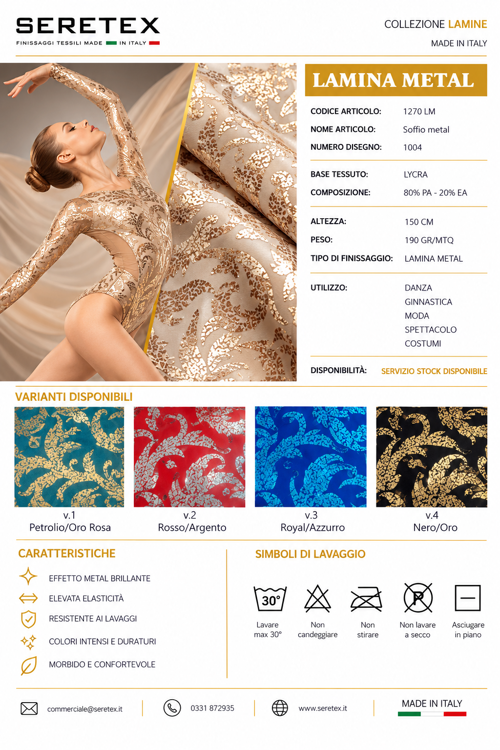 Cartella colori Tessuti laminati - Catalogo Lamina Metal Made in Italy