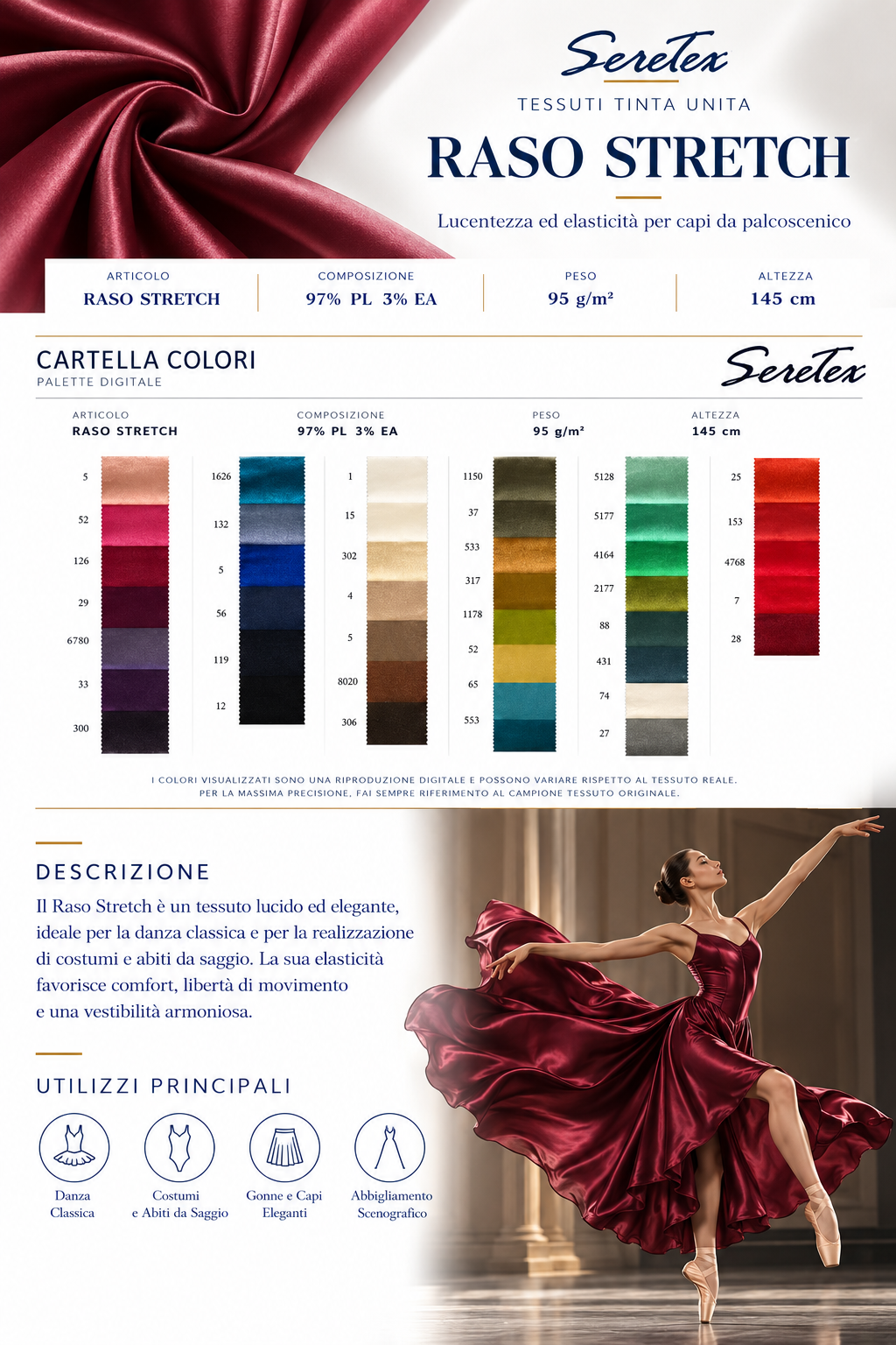 Cartella colori Raso stretch - Cartella colori Raso stretch
